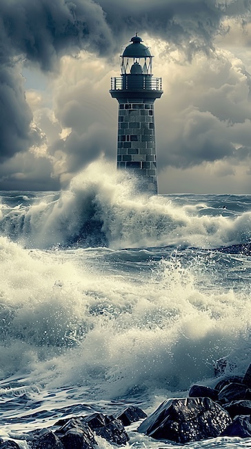 lighthouse on the coast of the sea